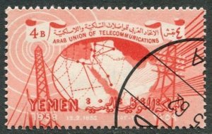 Yemen 91,CTO.Michel 162. Arab Union of Telecommunications, 1959. Map.