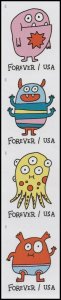 US 5636a-5639a 5639c Message Monsters imperf NDC vert strip A (4) MNH 2021