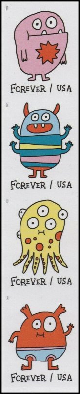 US 5636a-5639a 5639c Message Monsters imperf NDC vert strip A (4) MNH 2021