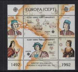 Turkish Republic of Northern Cyprus #326 MNH 1992 sheet Europa