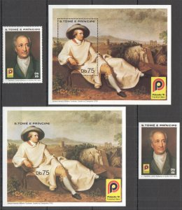 Ss0311 Imperf,Perf 1981 Sao Tome & Principe Art Van Goethe #(695+Bl57)A+B Mnh