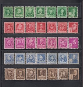 US, 859-893, FAMOUS AMERICANS, MNH VF, 1940'S COLLECTION MINT NH, OG