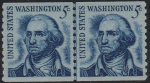 1304 5c Washington Line Pair NH