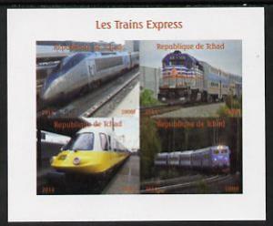 Chad 2014 High Speed Trains #2 imperf sheetlet containing...