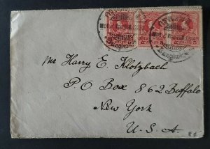 1930 Transvaal South Africa to Buffalo New York USA Multi Franking Cover