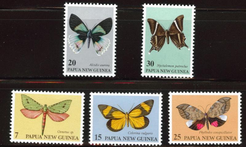 Papua New Guinea, PNG  Scott 503-507 MNH** 1979 Moth set