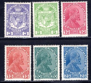 Liechtenstein #4-9   Unused VF   CV $12.00  ....   3510002