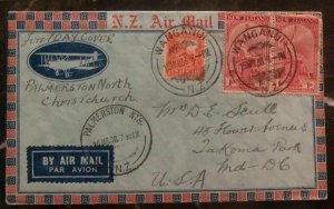 1936 Wanganui New Zealand First Day Airmail Cover FDC To Usa Sc#B5 Pair MXE