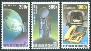 Indonesia 1519-1521, MNH. Michel 1440-1442. Satellite Communications, 1992.