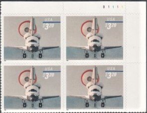 U.S.#3261 Space Shuttle Landing $3.20 Plate Block of 4, MNH.  Priority Mail