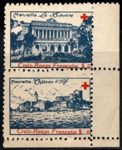 1916 WWI France Charity Stamp Red Cross 5 Centimes Marseille Stock Exchange