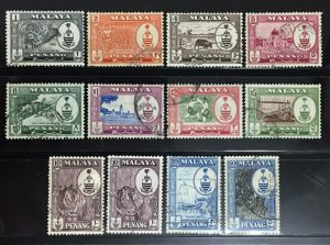 MALAYA 1960 PENANG Coat of Arms Definitives 12V Used M3218b