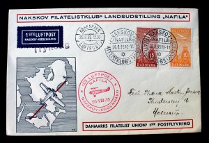 Denmark First Flight #C6-C7 Filatelist Cover Naksko-Kobenhavn Aug 26 1935