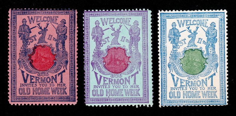 REKLAMEMARKE POSTER STAMPS VERMONT INVITES YOU TO HER OLD HOME WEEK 1901 MNH-OG