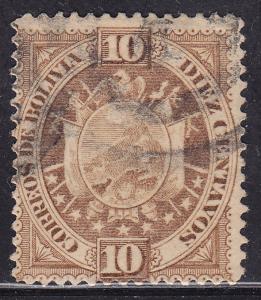 Bolivia 43 USED 1894 Coat of Arms 9 Stars 10c