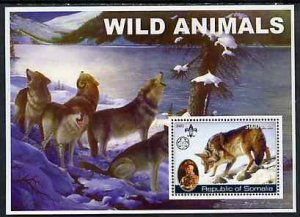 SOMALIA - 2002 - Wild Animals #1 Wolves - Perf Souv Sheet - M N H -Private Issue