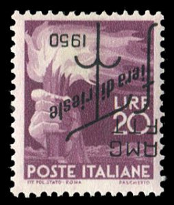 Trieste Zone A #83var (Sass. 82a) Cat€400, 1950 Trieste Fair, overprint inv...