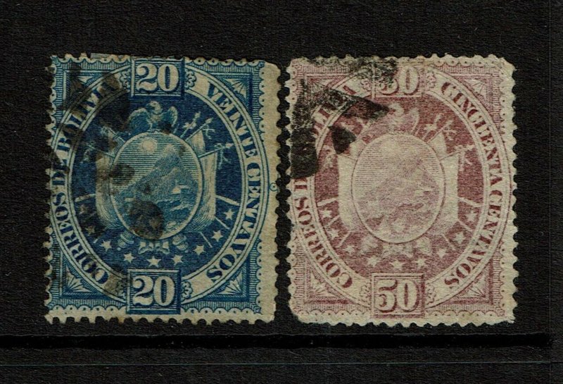 Bolivia SC# 44 and 45, Used, Hinge Remnant - S9599