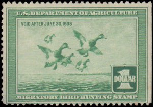 United States #RW4, Complete Set, 1937, Birds, Mint No Gum