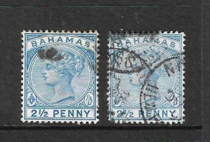 BAHAMAS 1884-90  2 1/2d BLUE BOTH SHADES FU   SG51/52