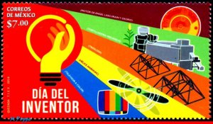 2901 MEXICO 2014 INVENTOR'S DAY, COLOR TV, HELIX, SCIENCE, MNH