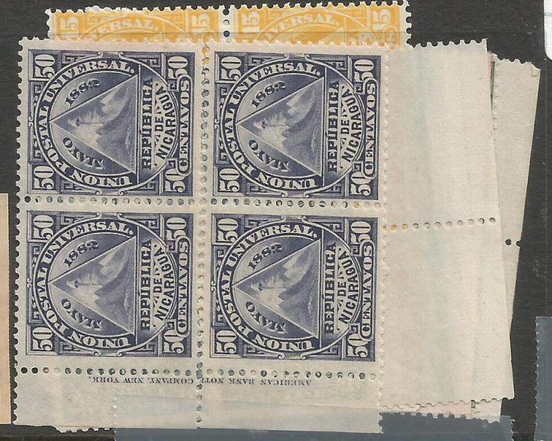 Nicaragua SC 13-9 Imprint Blocks of 4 Most MNH (5csd)