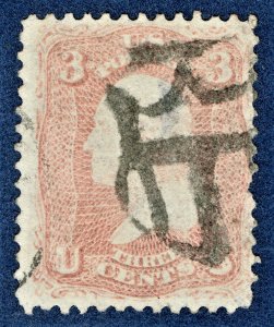 [0983] 1861 Scott#65 with Fancy cancel « PATRIOTIC SHIELD »