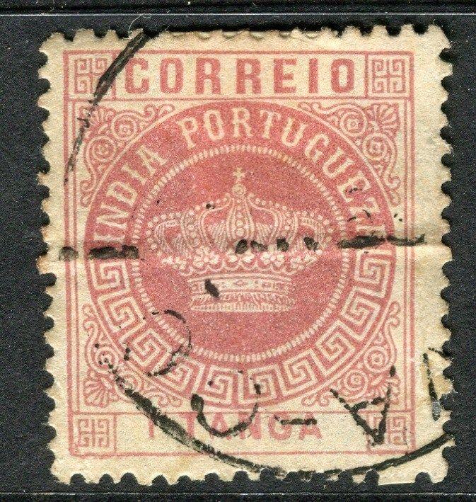 PORTUGAL;  INDIA 1880s early classic Crown Type issue used 1t. value