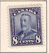 Canada Sc 154 1928 8 c blue G V Scroll issue stamp mint