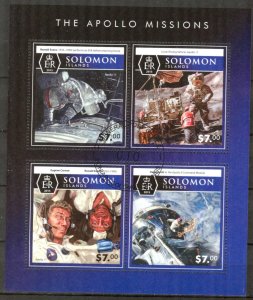 Solomon Islands 2015 Space Apollo Missions Sheet Used / CTO