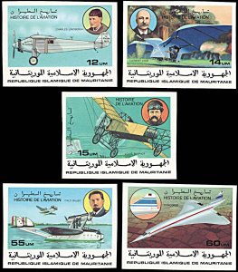 Mauritania 367-371, MNH imperf., History of Aviation