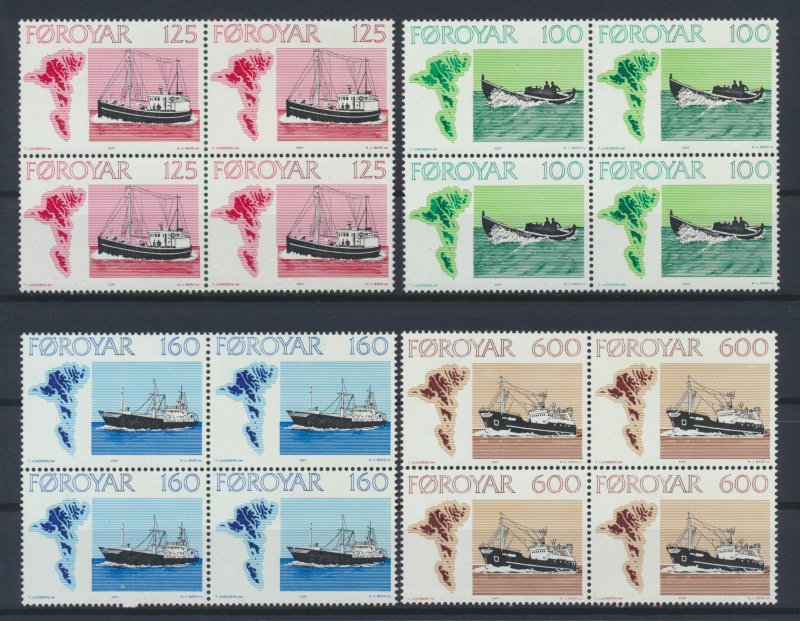 [I2134] Faroe 1977 Boats good set in bloc of 4 stamps very fine MNH