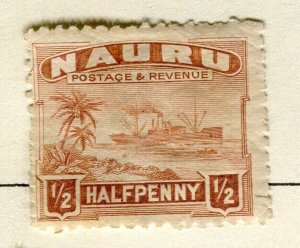 NAURU; 1924-34 early Freighter pictorial issue Mint hinged 1/2d. value