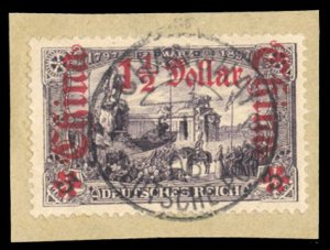 German Colonies, German Offices in China #45a Cat$47.50, 1905 $1 1/2 on 3m, p...