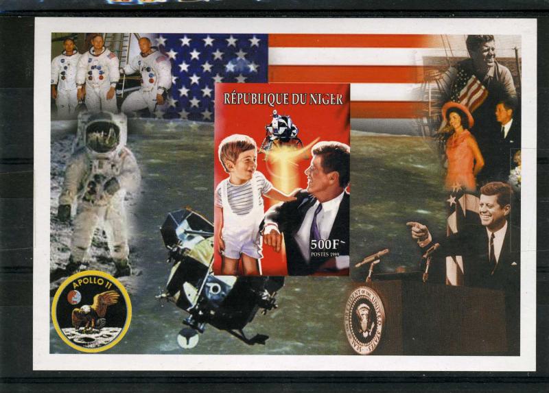 Niger 1999 SPACE APOLLO 11 Astronauts Kennedy s/s Imperforated Mint (NH)