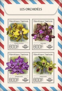 Togo - 2017 Orchids on Stamps - 4 Stamp Sheet - TG17505a