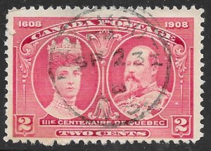 Canada Scott 98 Used 2c carmine Quebec Tercentenary issue of 1908, SON