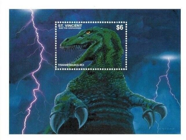 St. Vincent 1994 - SC# 2051 - Dinosaur Stamp, Lightning - Souvenir Sheet - MNH