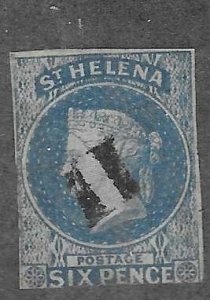 St. Helena #1 6p Queen Victoria imperf  (U) CV$225.00