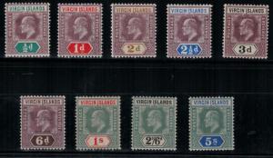 Virgin Islands 1904 29-37 LH CV$127 - King Edward VII 