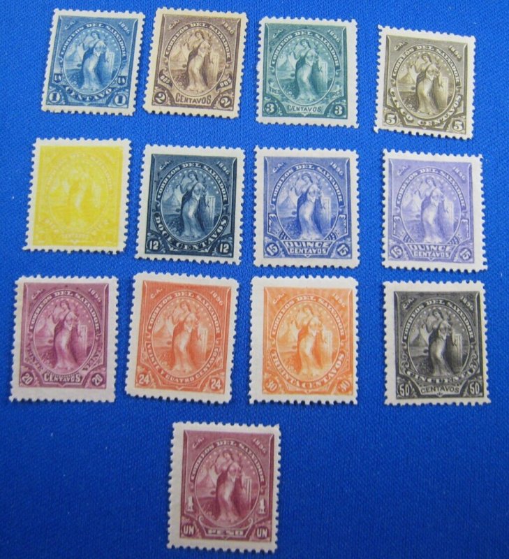 EL SALVADOR 1896  -  SCOTT # 134-145 + 140A  COMPLETE SET   MH   (e1)