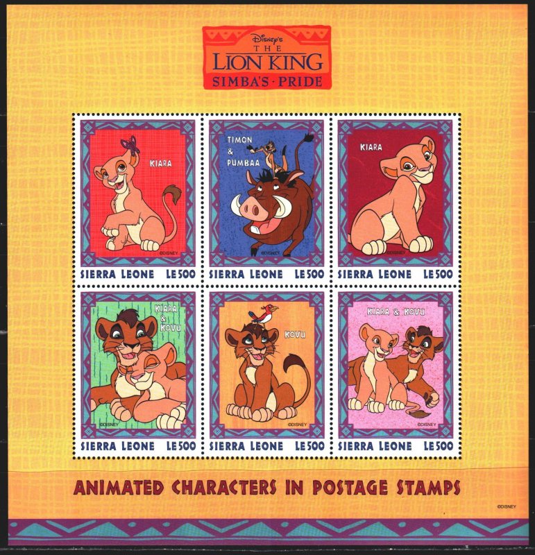 Sierra Leone. 1998. Small sheet 3045-50. Cartoon, Disney, The Lion King. MNH.