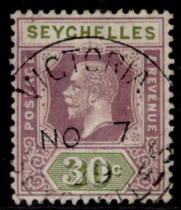 SEYCHELLES GV SG115, 30c dull purple & olive, VERY FINE USED. Cat £15. CDS