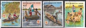 Niger 1982  Set of 4  Boy Scouts.  canoe. Rafting.