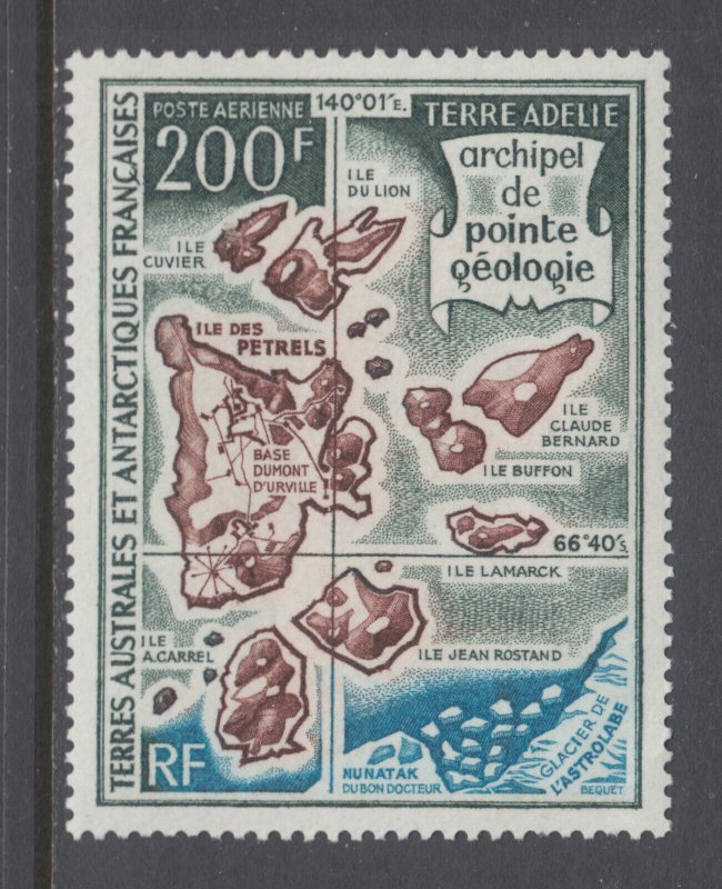 FSAT Sc C22 MNH. 1969 200fr Point Geology Archipelago, fresh, VF.