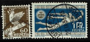 Switzerland SC# 214 and 215, Used, small Hinge Remnant - Lot 021917