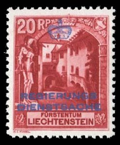 Liechtenstein #O3 Cat$275, 1932 20rp deep rose red, never hinged