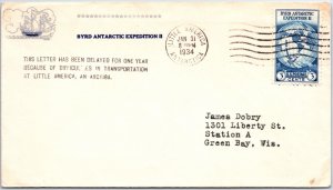 U.S. EVENT COVER BYRD ANTARCTIC EXPEDITION II DURING DELAY AT LITTLE AMERICA