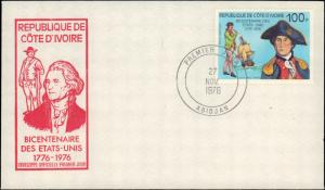 Ivory Coast, Worldwide First Day Cover, Americana