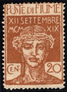 1920 Fiume (Italy) Scott #-102 20 Centesimo Poste di Fiume MNH